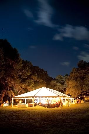 Group camping by a fire

